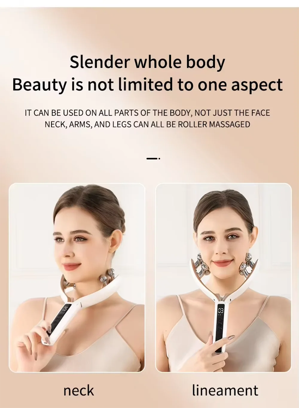 Facial Massager for Face and Neck V‑Shape Lifting Roller with Microcurrent Red Blue Light Therapy Vibrating Face Slimmer Device