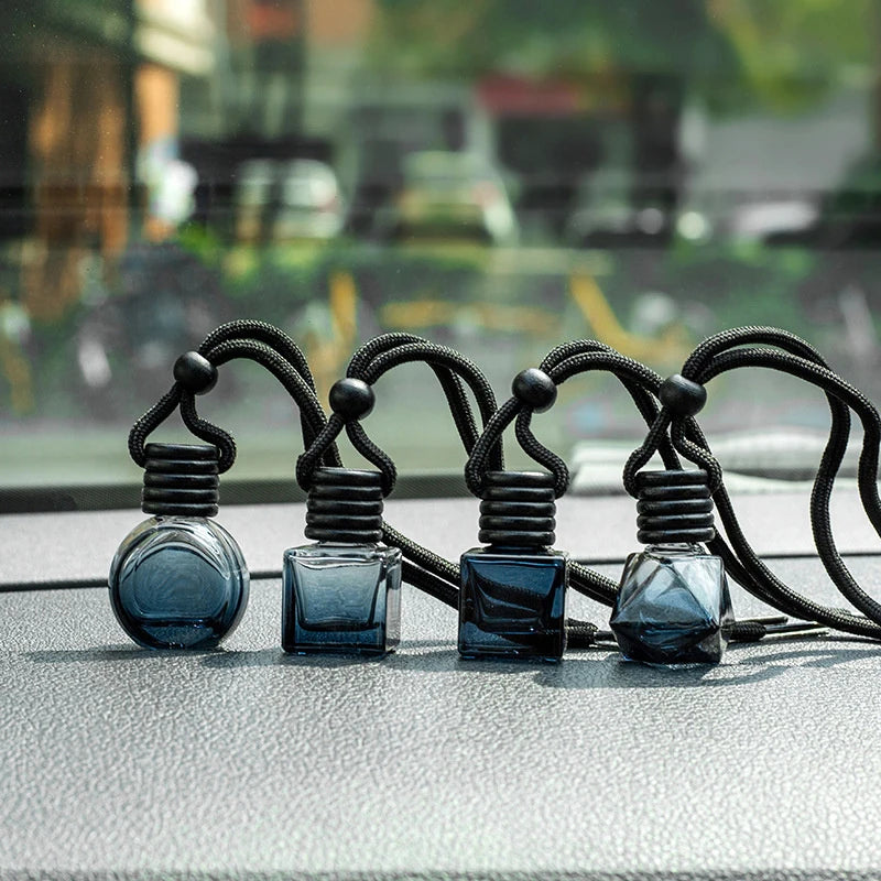 Car Fragrance Ornament, Empty Black Cap Square Perfume Bottle, Diffuser 1Psc