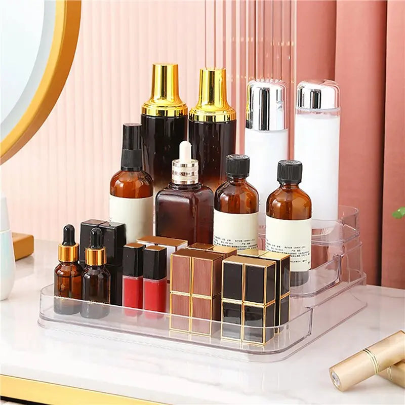 AFOURT-3X 3 Tier Desktop Perfume Shelf PET Cosmetic Organizer Perfume Storage Rack Display Stand