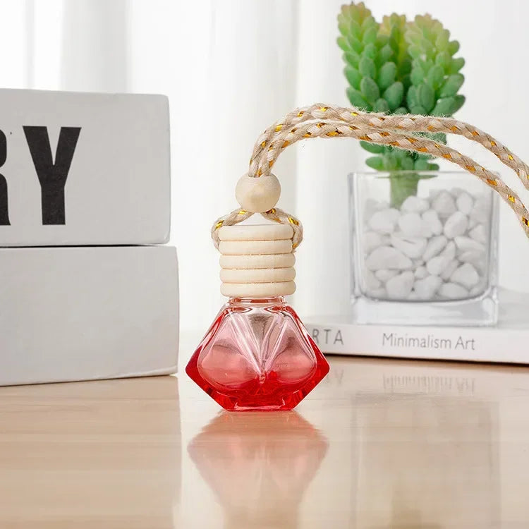 New Auto Aromatherapy Fragrance Pendent Bottle Perfume Diffuser Automotive Decoration Car Hanging Glass Bottle Empty Perfume