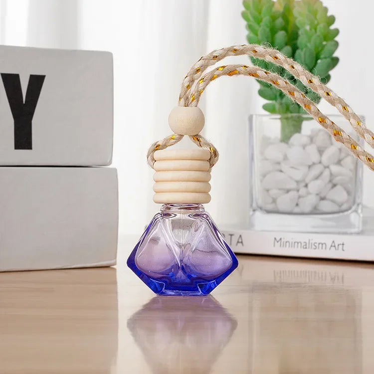 New Auto Aromatherapy Fragrance Pendent Bottle Perfume Diffuser Automotive Decoration Car Hanging Glass Bottle Empty Perfume