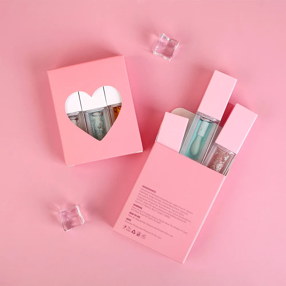 Lip Balm Oil Set Private Label Logo Vegan 3pcs Lipgloss Kit Vendor Changing Color Cosmetics Makeup Moisturizing Lip Tint