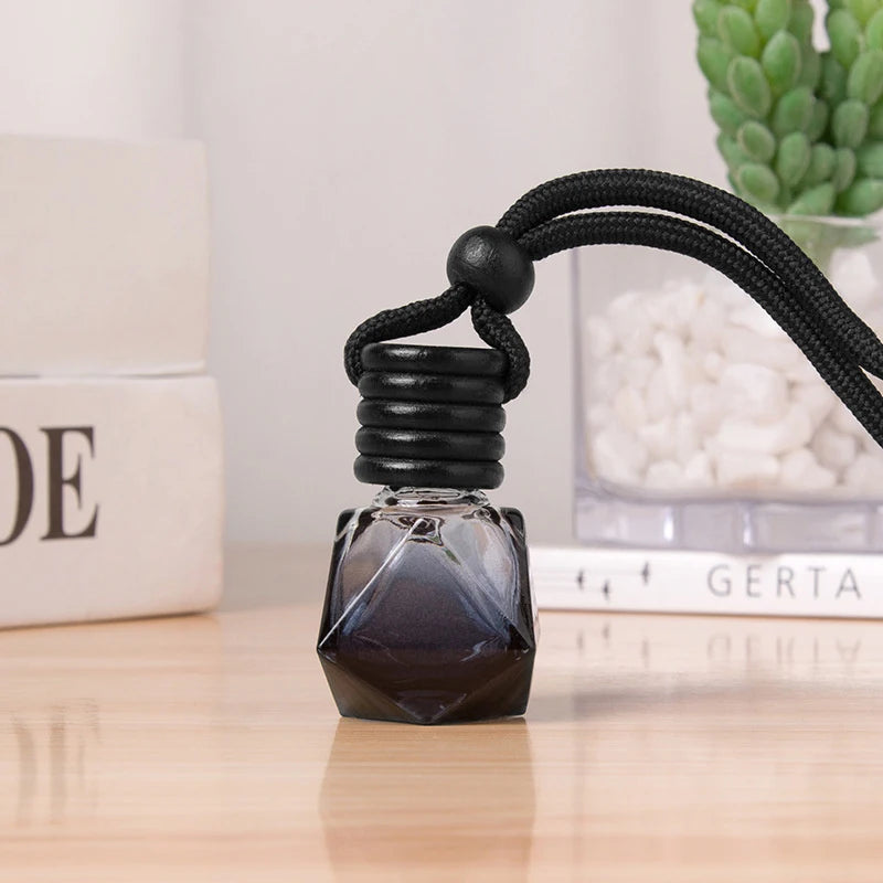 Car Fragrance Ornament, Empty Black Cap Square Perfume Bottle, Diffuser 1Psc