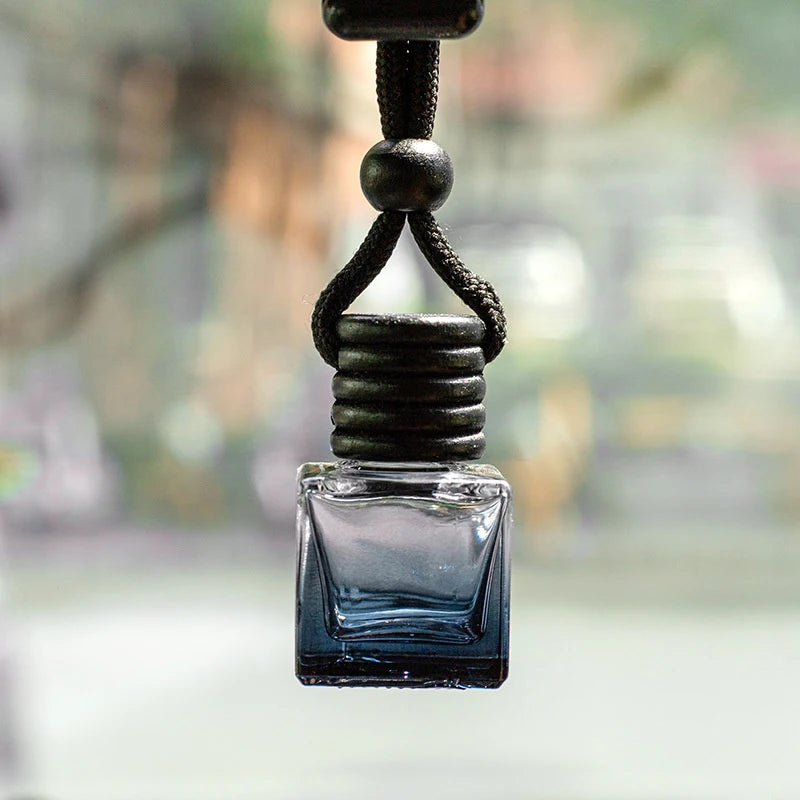 Car Fragrance Ornament, Empty Black Cap Square Perfume Bottle, Diffuser 1Psc