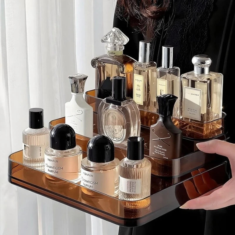 3 Tier Desktop Perfume Shelf PET Cosmetic Organizer Perfume Storage Rack Doll Display Stand Kitchen Seasoning Organizer