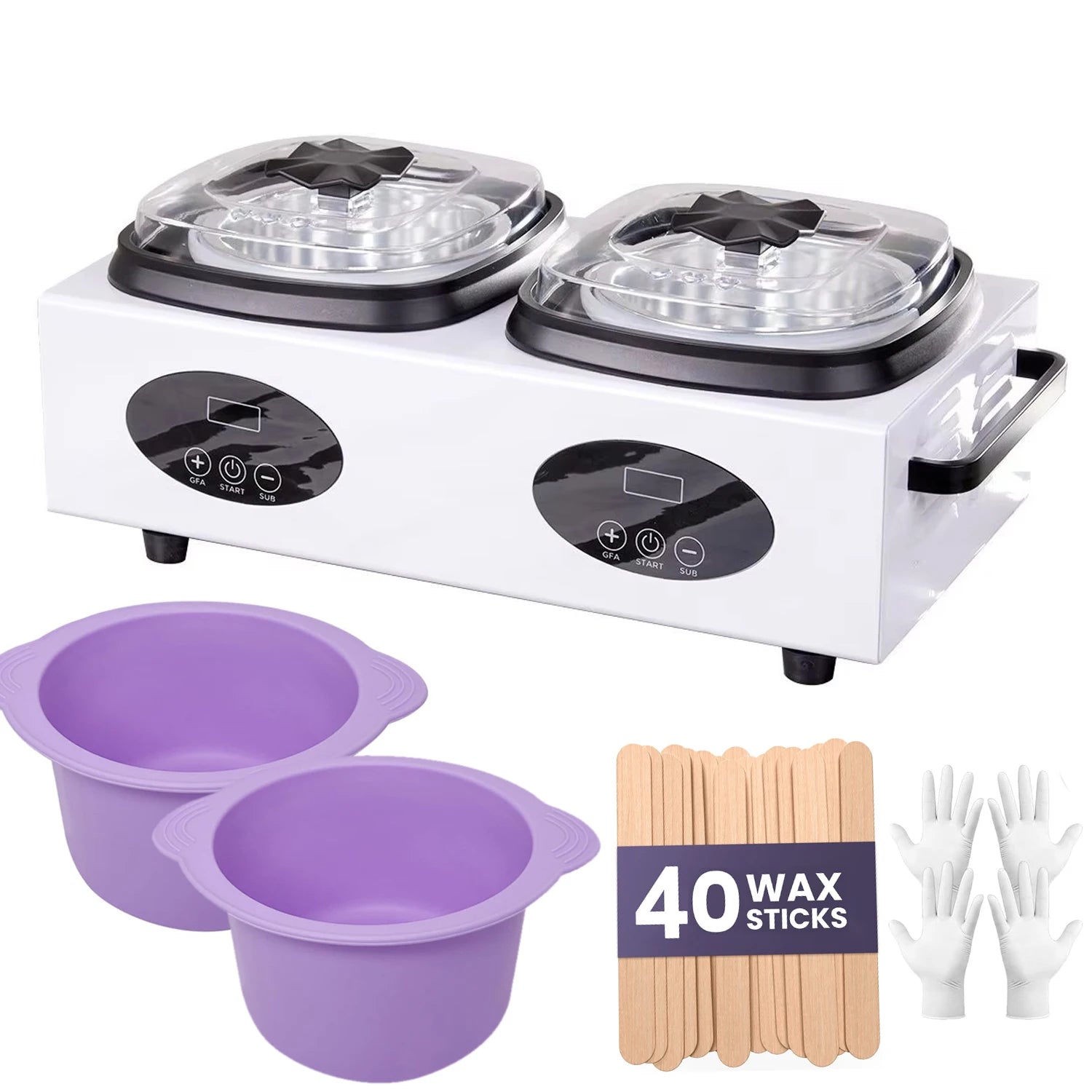 Double Wax Warmer for Hair Removal Wax Heater Machine Women Home Self Waxing Kit for Facial Skin Body Spa