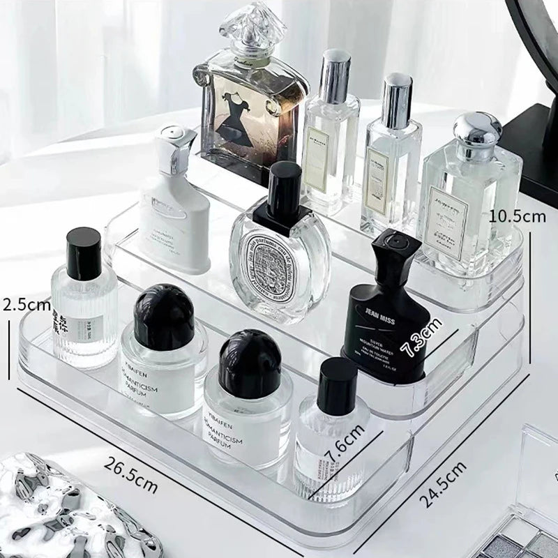 3 Tier Desktop Perfume Shelf PET Cosmetic Organizer Perfume Storage Rack Doll Display Stand Kitchen Seasoning Organizer