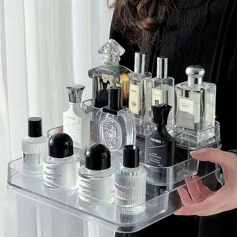 3 Tier Desktop Perfume Shelf PET Cosmetic Organizer Perfume Storage Rack Doll Display Stand Kitchen Seasoning Organizer