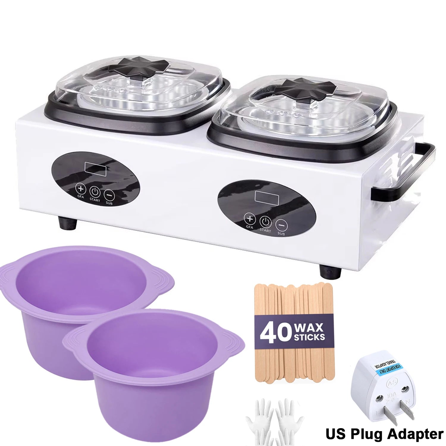 Double Wax Warmer for Hair Removal Wax Heater Machine Women Home Self Waxing Kit for Facial Skin Body Spa