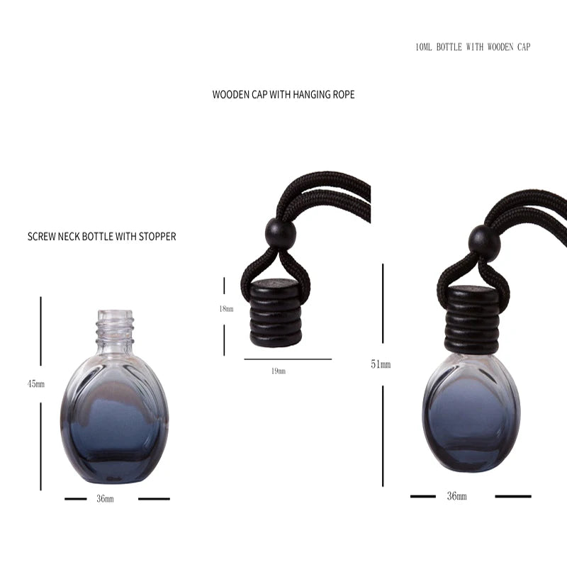 Car Fragrance Ornament, Empty Black Cap Square Perfume Bottle, Diffuser 1Psc