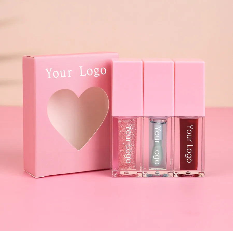 Lip Balm Oil Set Private Label Logo Vegan 3pcs Lipgloss Kit Vendor Changing Color Cosmetics Makeup Moisturizing Lip Tint