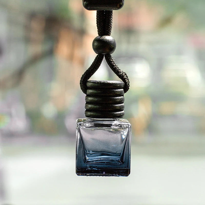 Car Fragrance Ornament, Empty Black Cap Square Perfume Bottle, Diffuser 1Psc