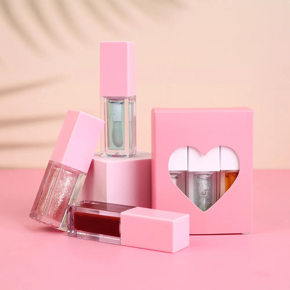 Lip Balm Oil Set Private Label Logo Vegan 3pcs Lipgloss Kit Vendor Changing Color Cosmetics Makeup Moisturizing Lip Tint