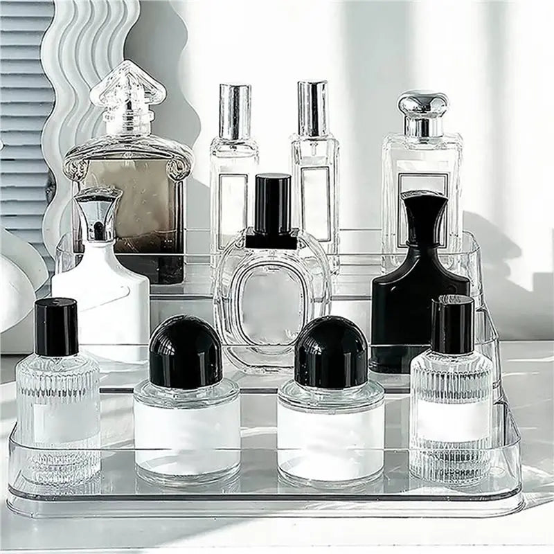 AFOURT-3X 3 Tier Desktop Perfume Shelf PET Cosmetic Organizer Perfume Storage Rack Display Stand