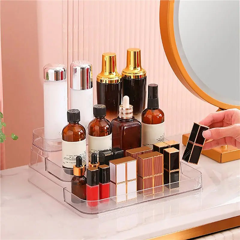 AFOURT-3X 3 Tier Desktop Perfume Shelf PET Cosmetic Organizer Perfume Storage Rack Display Stand