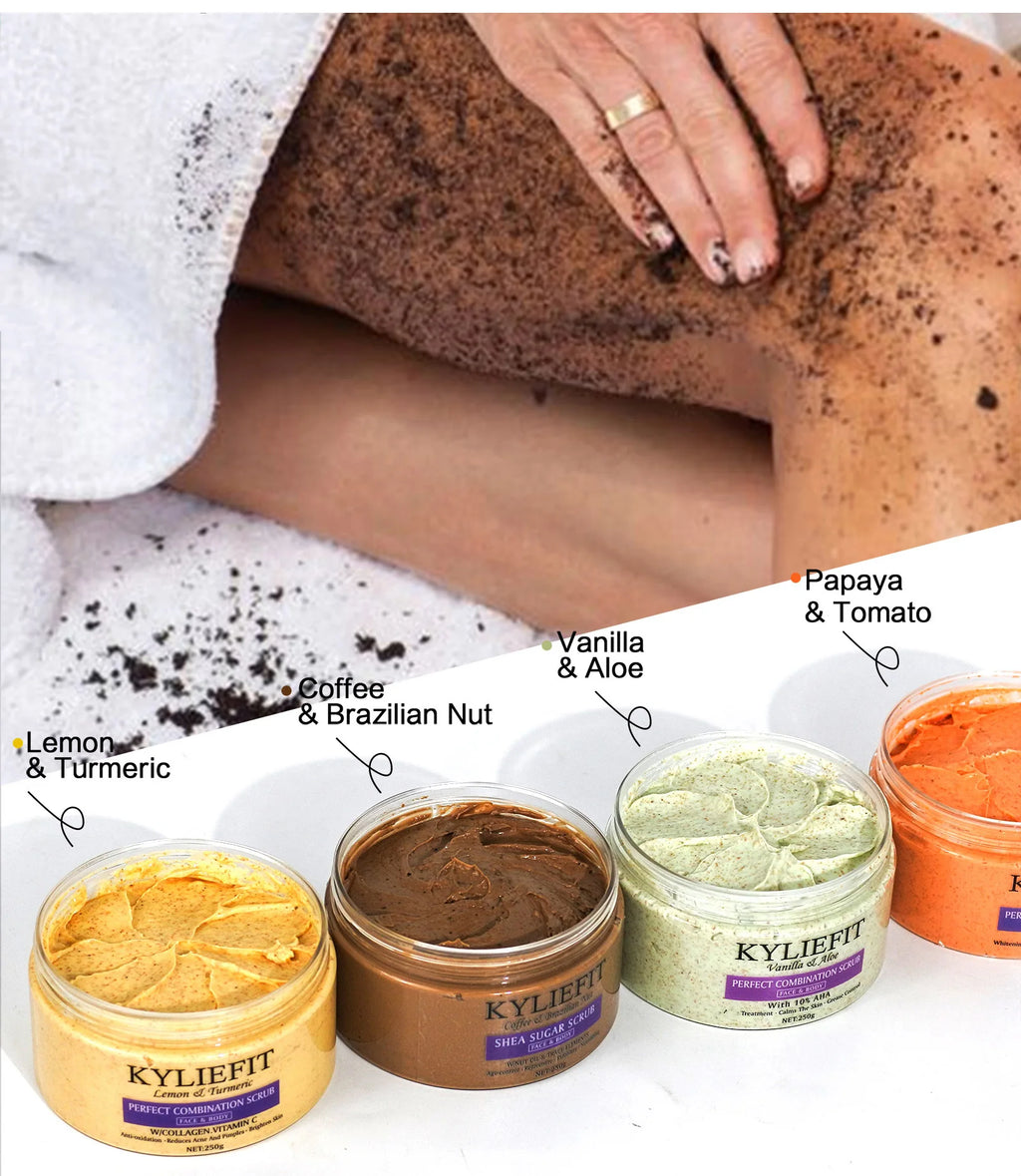 Natural Body Scrub - Moisturizing and Exfoliating Body, Face, Hand, Foot Scrub - Lightening, Fine Lines & Wrinkles, Skin Glowing
