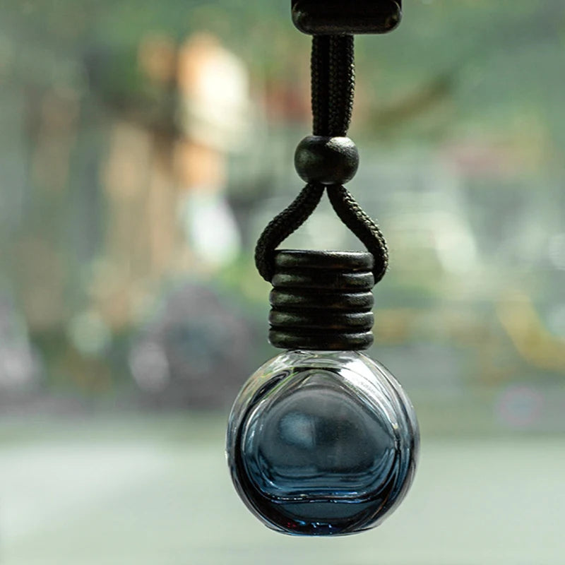 Car Fragrance Ornament, Empty Black Cap Square Perfume Bottle, Diffuser 1Psc