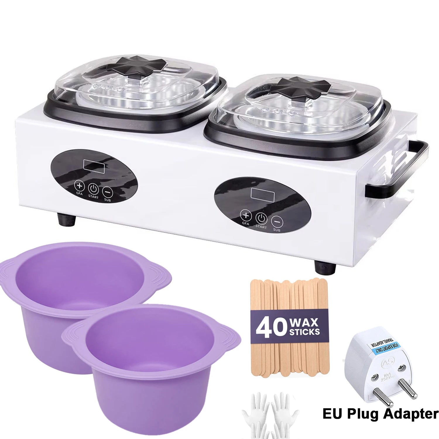 Double Wax Warmer for Hair Removal Wax Heater Machine Women Home Self Waxing Kit for Facial Skin Body Spa