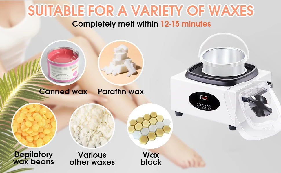 Double Wax Warmer for Hair Removal Wax Heater Machine Women Home Self Waxing Kit for Facial Skin Body Spa