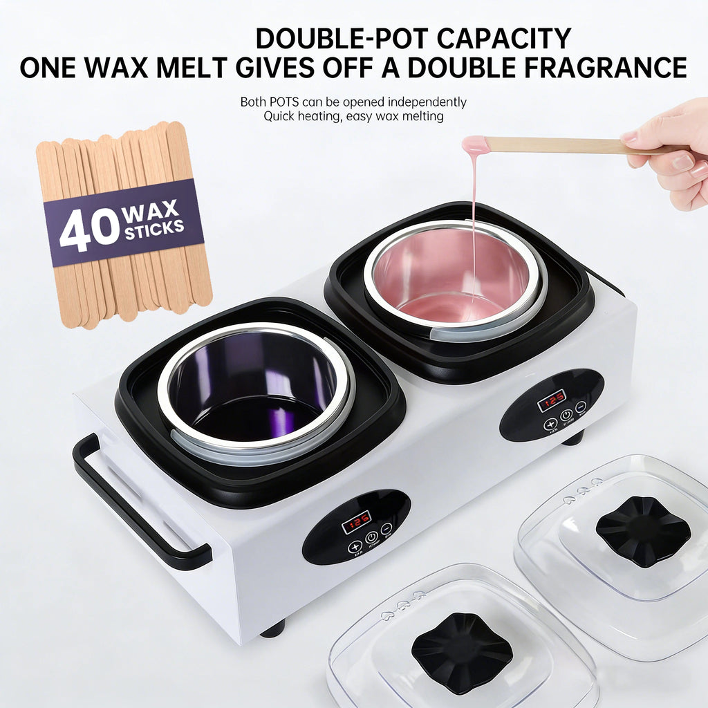 Double Wax Warmer for Hair Removal Wax Heater Machine Women Home Self Waxing Kit for Facial Skin Body Spa