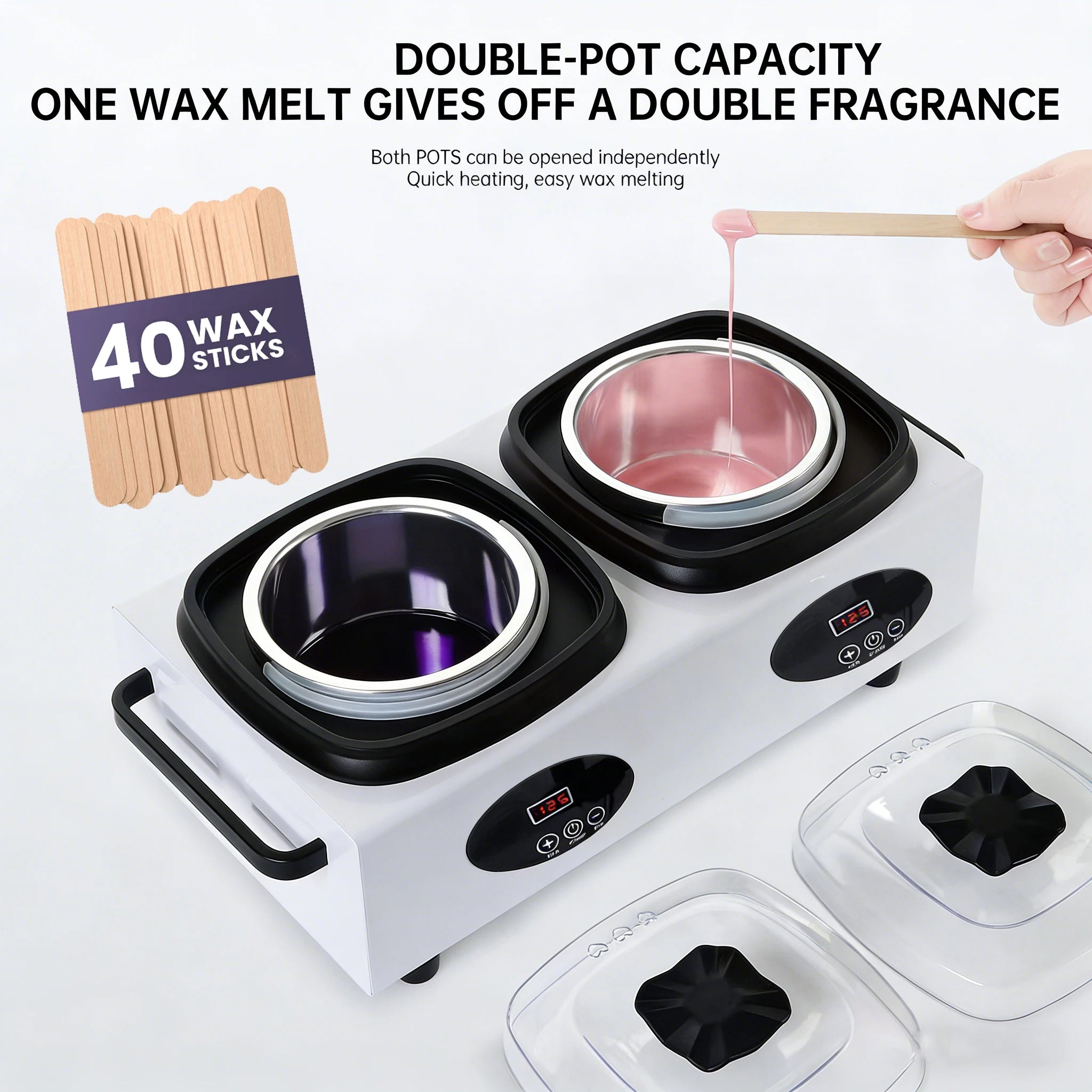 Double Wax Warmer for Hair Removal Wax Heater Machine Women Home Self Waxing Kit for Facial Skin Body Spa