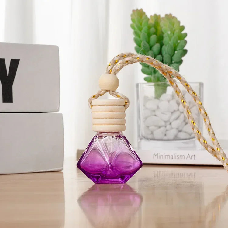 New Auto Aromatherapy Fragrance Pendent Bottle Perfume Diffuser Automotive Decoration Car Hanging Glass Bottle Empty Perfume
