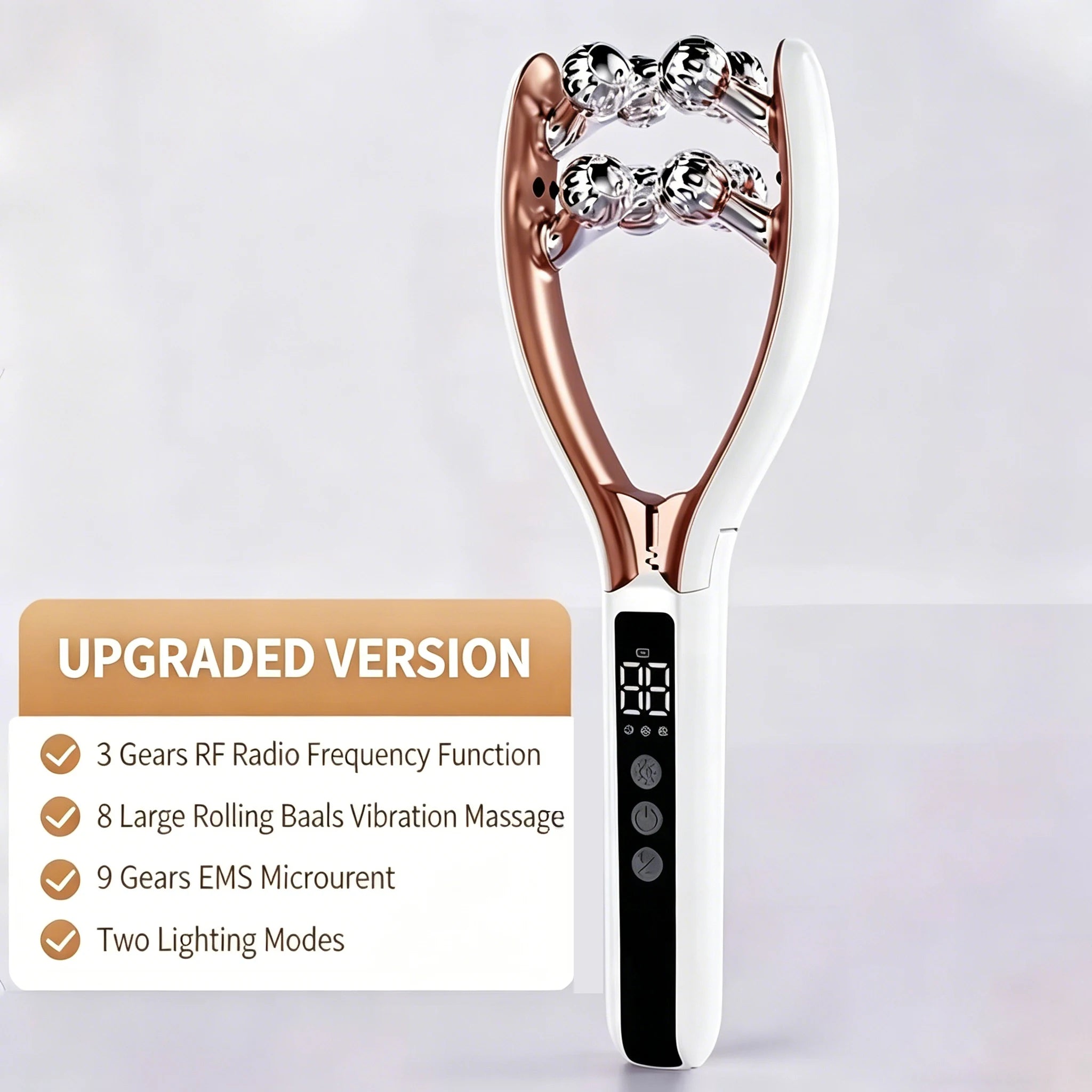 Facial Massager for Face and Neck V‑Shape Lifting Roller with Microcurrent Red Blue Light Therapy Vibrating Face Slimmer Device