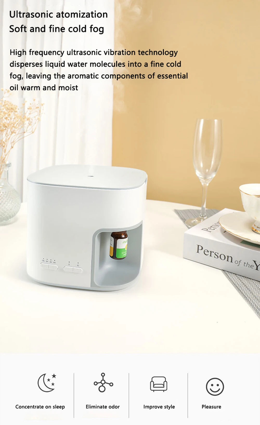 Air Humidifier For Home Essential Oil Diffuser Large 500ml Aromatherapy Diffuser with 7LED Lights & Timers Cool Mist Humidifier