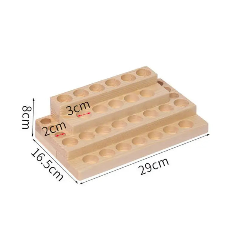 Natural Wood Essential Oil Display Stands Holder Rack Storage Organizer For 30 Slots 5-15ml Bottles Perfume Storage Tray