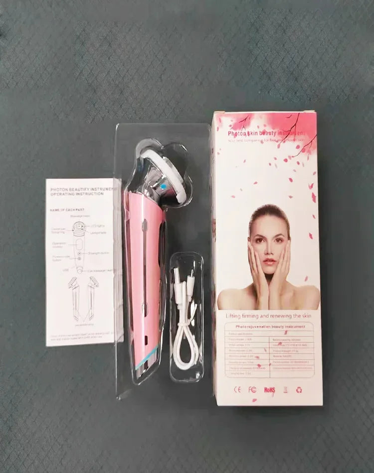 ‌Facial Massager - 4-in-1 Anti-Aging Device with Light Therapy, Wrinkle Reduction & Skin Rejuvenation for Home Use