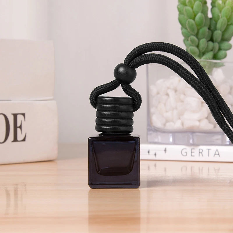 Car Fragrance Ornament, Empty Black Cap Square Perfume Bottle, Diffuser 1Psc