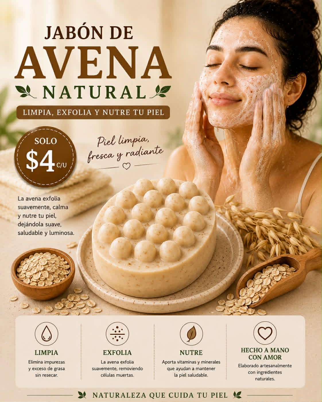 Jabon Artesanal De Avena